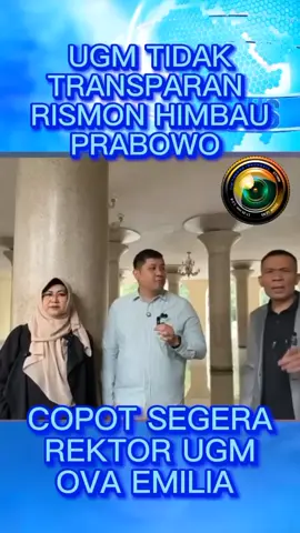 REKTOR UGM OVA EMILIA SEGERA COPOT TIDAK TRANSPARAN..!!! UNGKAP RISMON #roisnews #viralkan #jokowi #ugm #rismon 