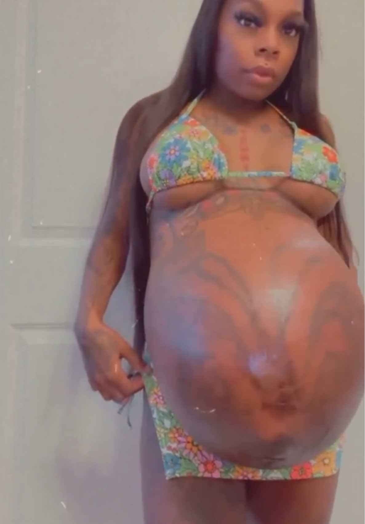 Huge triplet pregnant belly oiling #fyp #pregnant #viral #blowthisupforme #fyyyyyyyyyyyyyyyy 