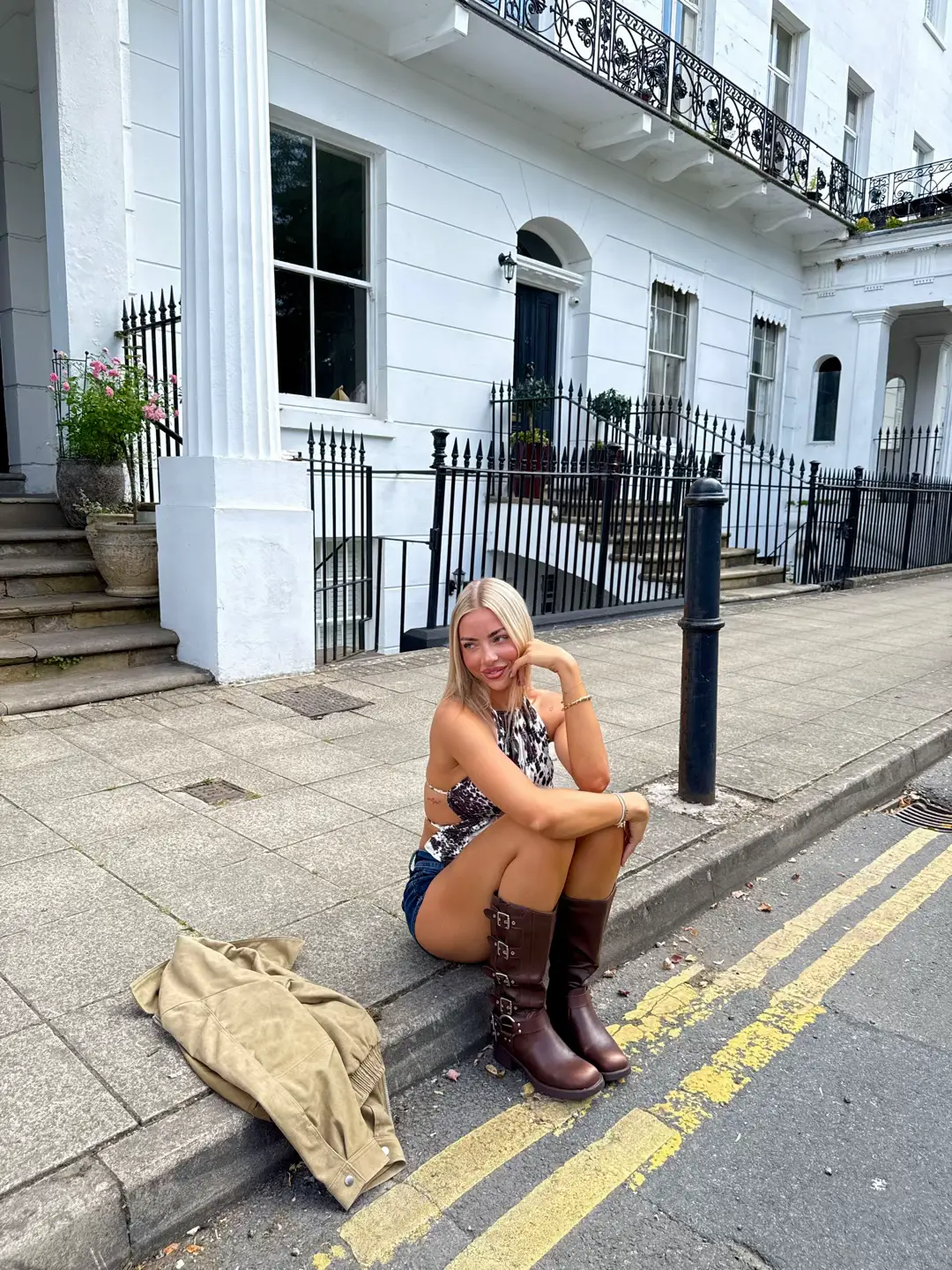 Our Georgia chunky buckle biker boots are the perfect addition to your summer wardrobe 😍  📸 @TEGAN 🩷 UGC & CONTENT CREATOR   #boots #shoes #styling #biker #bikerboots 