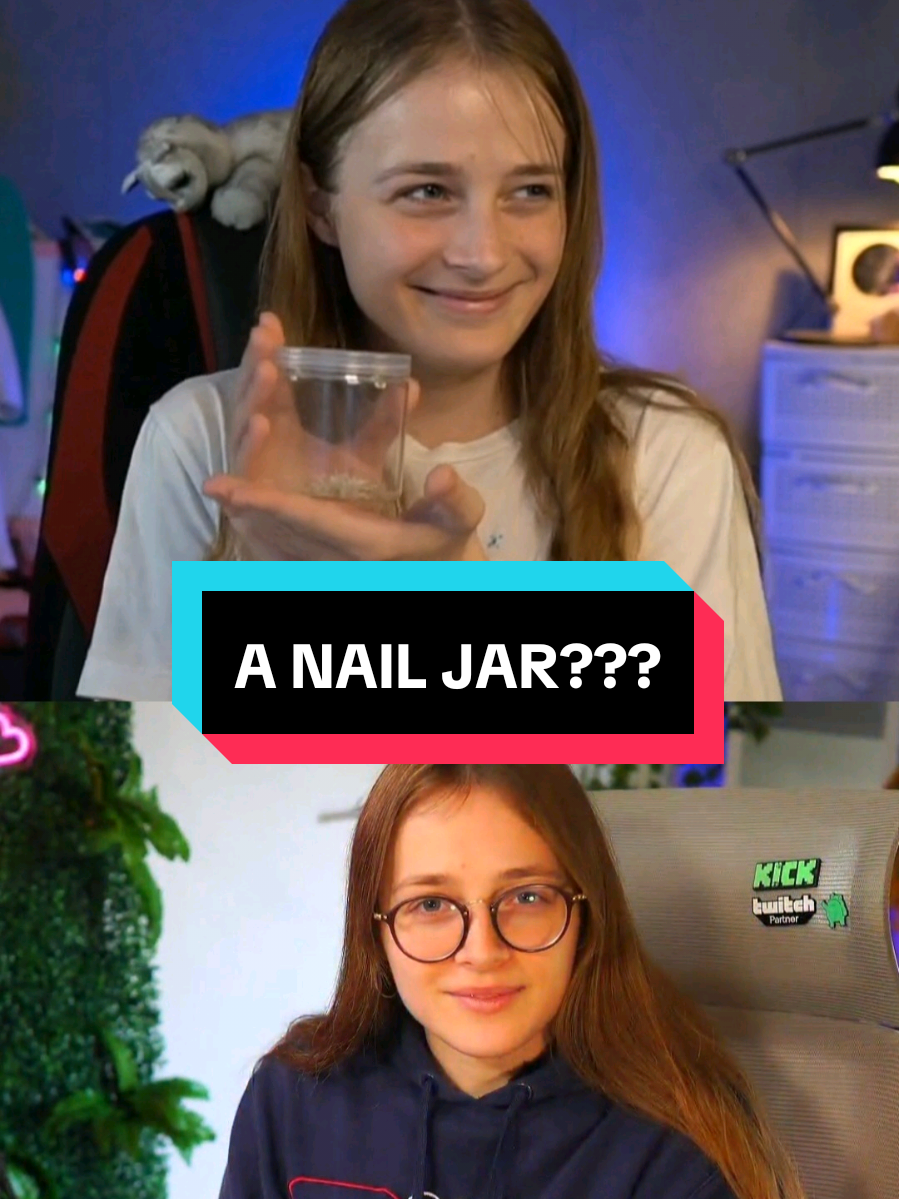 A jar to collect nails? Yes, qoqsik has one 🤣 #qoqsik @qoqsik #nail #jar #twitch #streaming 
