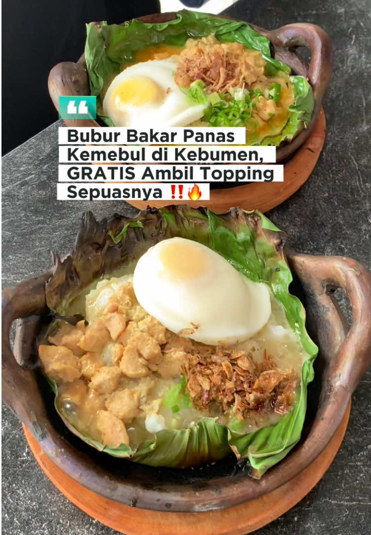‘Bubur Bakar Pak Pri’📍 Kapal Mendoan, Kebumen ⏰ Setiap hari 06.00-11.00 💰Rp 12.500 - 15.00 #kulinerkebumen #villkebumen #kebumen #kebumen24jam #kebumenkeren 