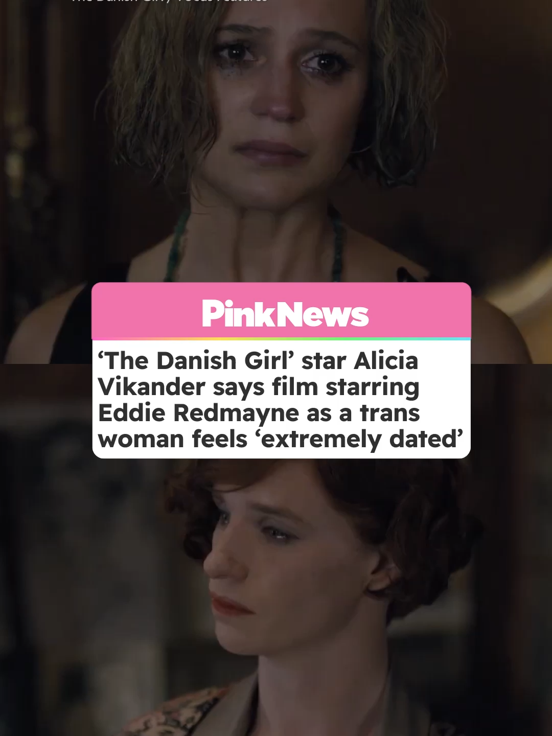 Alicia Vikander has discussed starring in 'The Danish Girl'. The film has drawn criticism for casting a cis-male actor in the role of Lili Elbe, one of the first known recipients of gender reassignment surgery. Vikander plays the wife of Lili Elbe, played by Eddie Redmayne, in the 2015 biographical drama.Speaking about the film, Vikander said: “I’m the first one to say it already feels extremely dated, which I think is a good thing