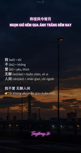 昨夜风今宵月 #tiengtrung_tv #xh #fyp #typ #learnchinese 