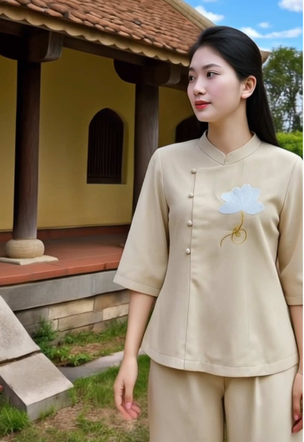 Bộ lam đi chùa thêu hoa sen cực xinh cho nàng #dolamdichua #phapphucdichua #fyp #thoitrangnu #xuhuongtiktok2025 #sale 