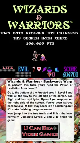 U Can Beat Video Games - Episode 30 Released June 12, 2021 Full Episode: https://youtu.be/i3KpOOKzmFg #UCanBeatVideoGames #UCBVG #Shorts #retrogaming #retrovideogames #1980s #glitches #nintendo #nes #wizardsandwarriors