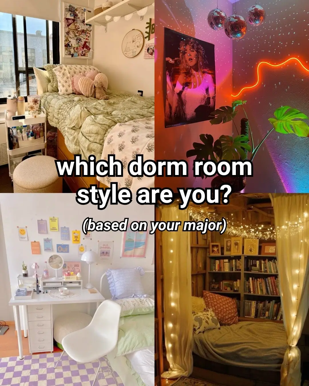 Back to school season means it’s dorm room decoration time!✨🎉 which aesthetics and majors should we do next?👇 #dorm #dormroom #college #collegestudent #collegelife      