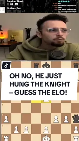 OH NO, HE JUST HUNG THE KNIGHT – GUESS THE ELO!.#chess #chessgame #trending #chesstiktok 