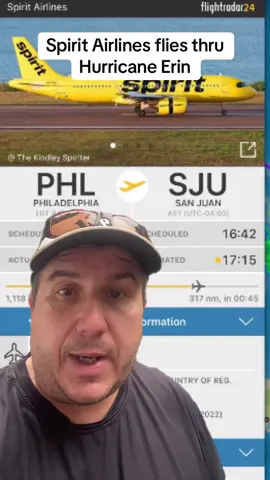 Spirit Airlines flies thru Hurricane Erin #hurricane #flying #airplane #weather #fyp 