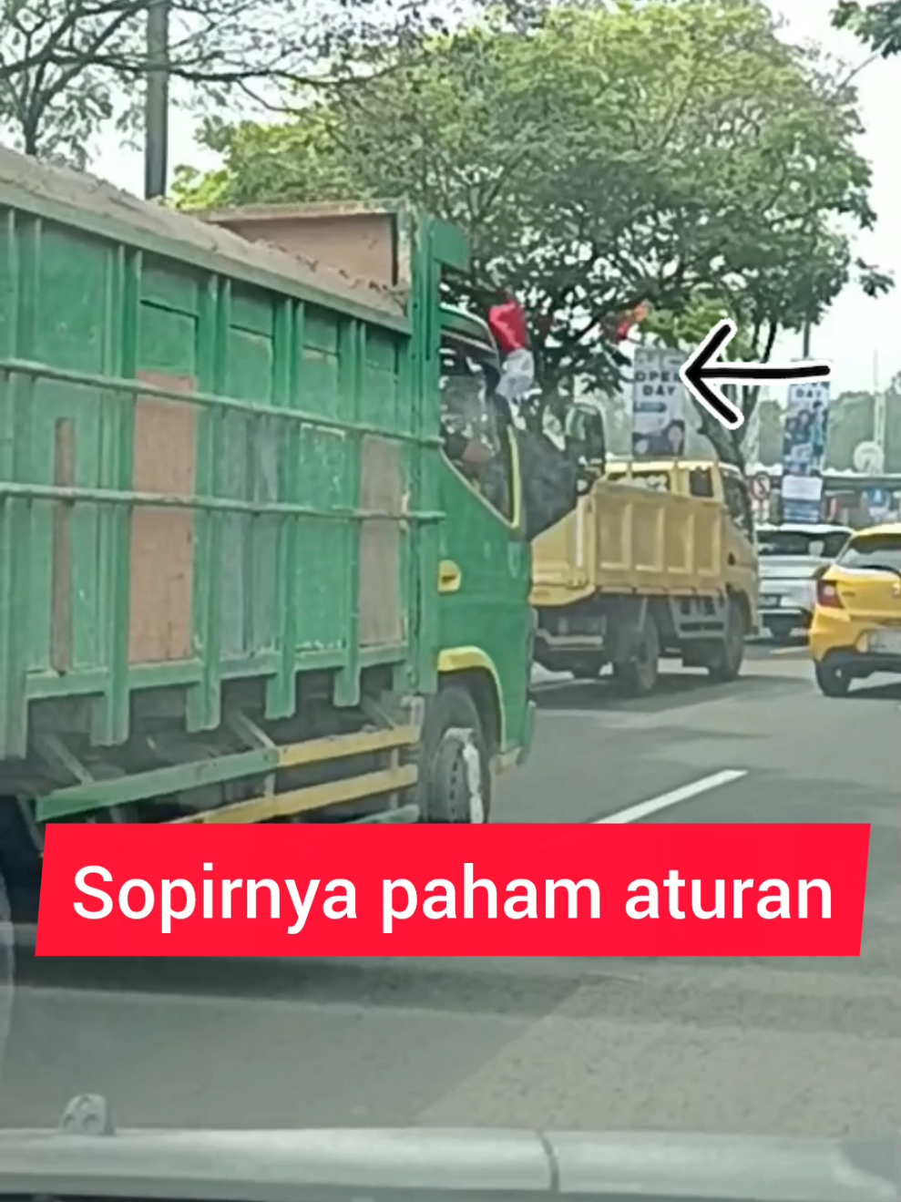 Sopirnya paham aturan ini. Bendera lai  di bawah dan tidak lebih  besar.  #bendera #merahputih #onepiece #driver #truck 