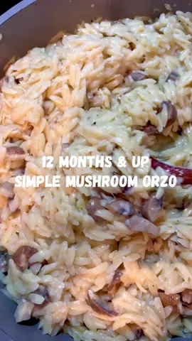 12 months & Up Simple Mushroom Orzo 🍄‍🟫   You guys have to make this simple mushroom orzo! It is so easy to make, all in one pot and comes out creamy, comforting and incredibly delicious!  Serve it alone or along side your favorite protein like chicken, fish or shrimp  Find the full recipe in my bio on eatingwithzion.com✨ Follow and save for more #toddlerfood #toddler #mom #motherhood #EasyRecipes 