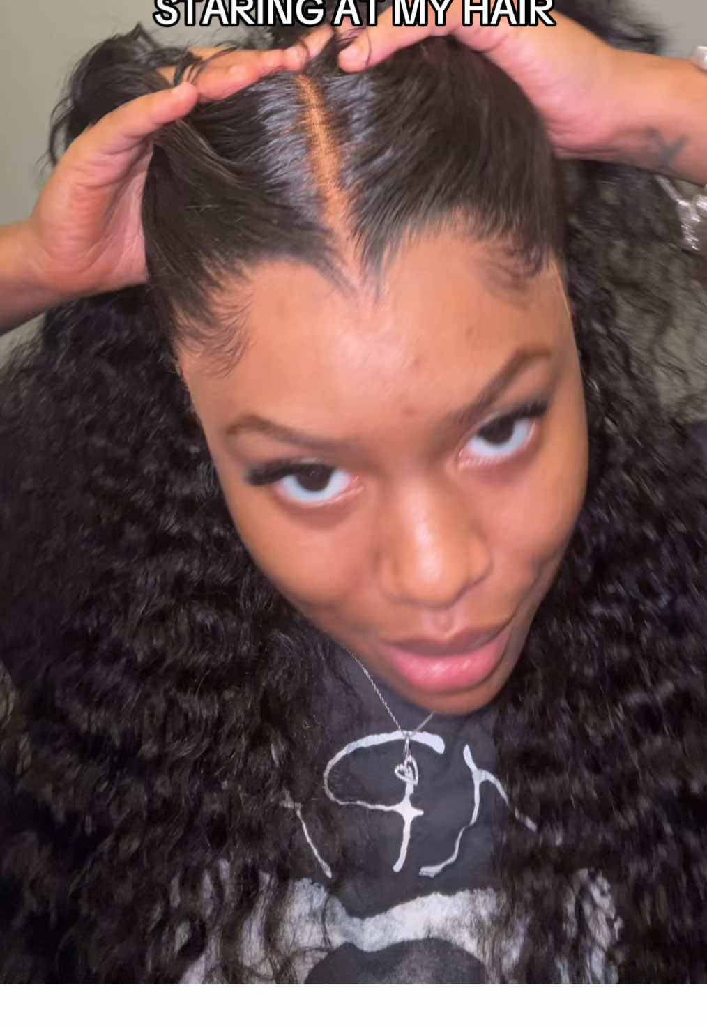 Staring me down making me forget my hair slayed 😭 #hair #humor #wig #fypage 