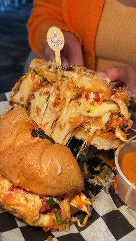 The SECRET-MENU CHICKEN DEVOUR “FOMO” SANDWICH from @Rab’s Country Lanes on Staten Island, NYC is INSANE!! 🍗🧀🔥🤤 Juuuust the right amount of cheese. 💪 Who’s hungry? #DEVOURPOWER #fyp #foryou #rabscountrylanes #cheese 