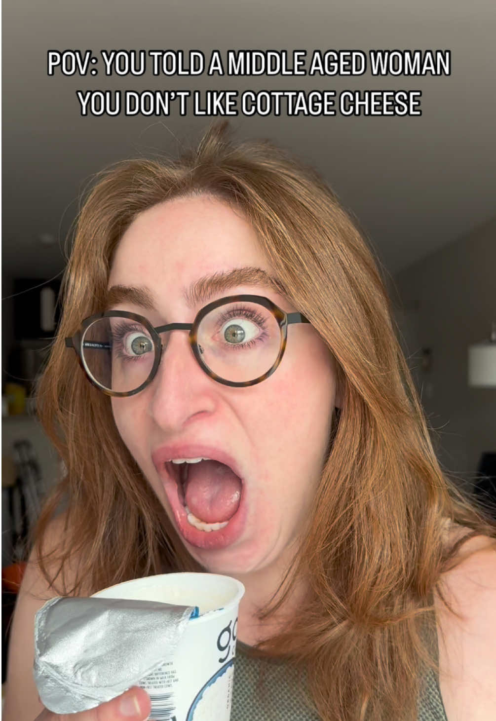 Girl, I promise it’s not that good.  #cottagecheese #comedy #impression #cringe #ragebait #silly #healthyrecipe 