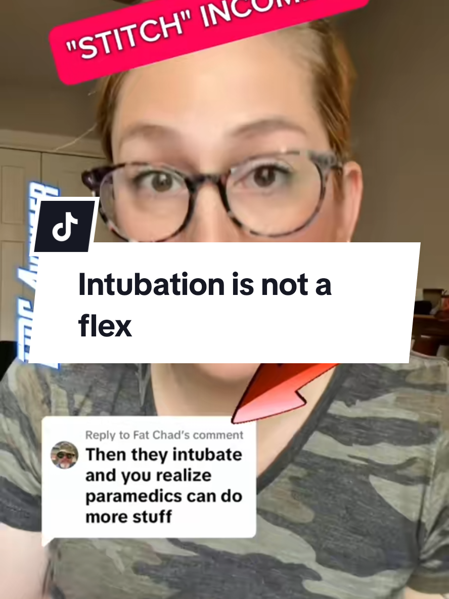I've spoken a lot about how competency in intubation isn't just defined by being able to drop plastic. There is a whole paradigm to establishing competency, including your actual perspective on intubation. If you see it as a feather in your cap or as swag or a weapon, then you lack the criteria for competency, because that attitude demonstrates you see it as something that supports your ego and not something that saves lives. #EMS #Paramedics #paramedicsoftiktok #Intubation #nurses @anna.ernurse 