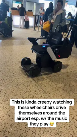 Creepy Wheelchairs at the Airport. I don’t know how safe this is…… #wheelchair #airport #MomsofTikTok #fyp @Ceedub30 