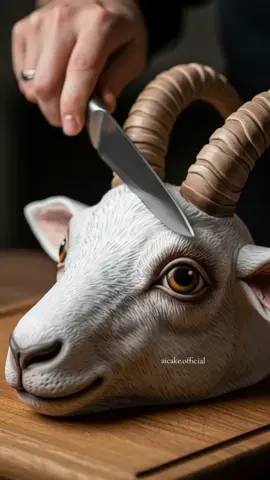 Goat head cake slicing video 😋  #aivideos #aicakes #ai #foryou #explorepage 