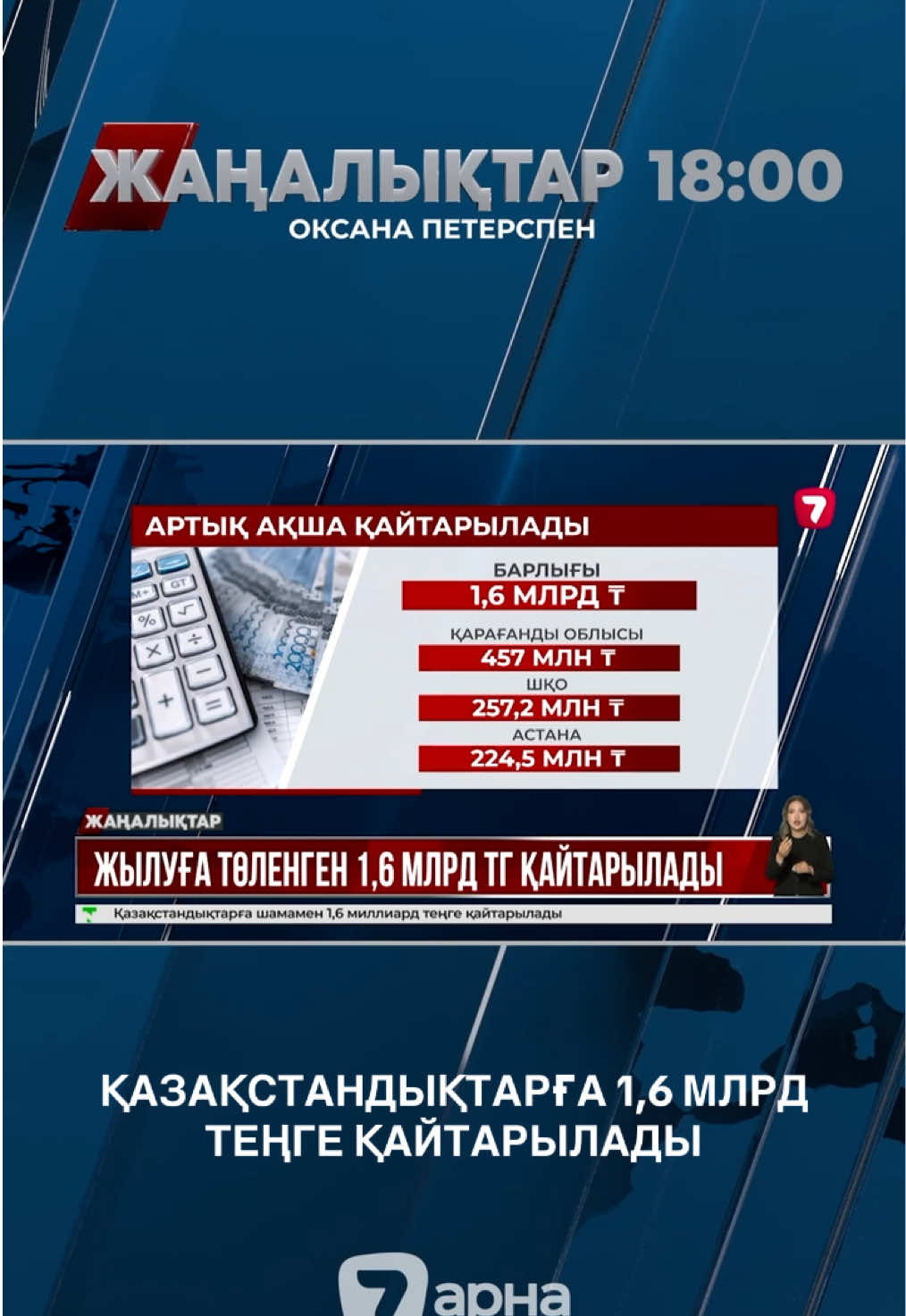 ⚡Жыл соңына дейін қазақстандықтарға жылу үшін төлеген 1,6 млрд теңге қайтарылады.   Қайта есептеу қорытындысы бойынша азаматтарға 1 554,7 млн теңгеден астам (ҚҚС есебімен) қайтарылатын болады. Қаражат дербес шоттарда жеке жолмен – 2024-2025 жылдардағы жаңа жылыту маусымында аванс (сальдо) түрінде не 2025 жылдың соңына дейін күнтізбелік жыл ішінде көрсетілетін болады. 🎞Толығырақ бейнематериалда #жетіншіарна #жаңалықтар