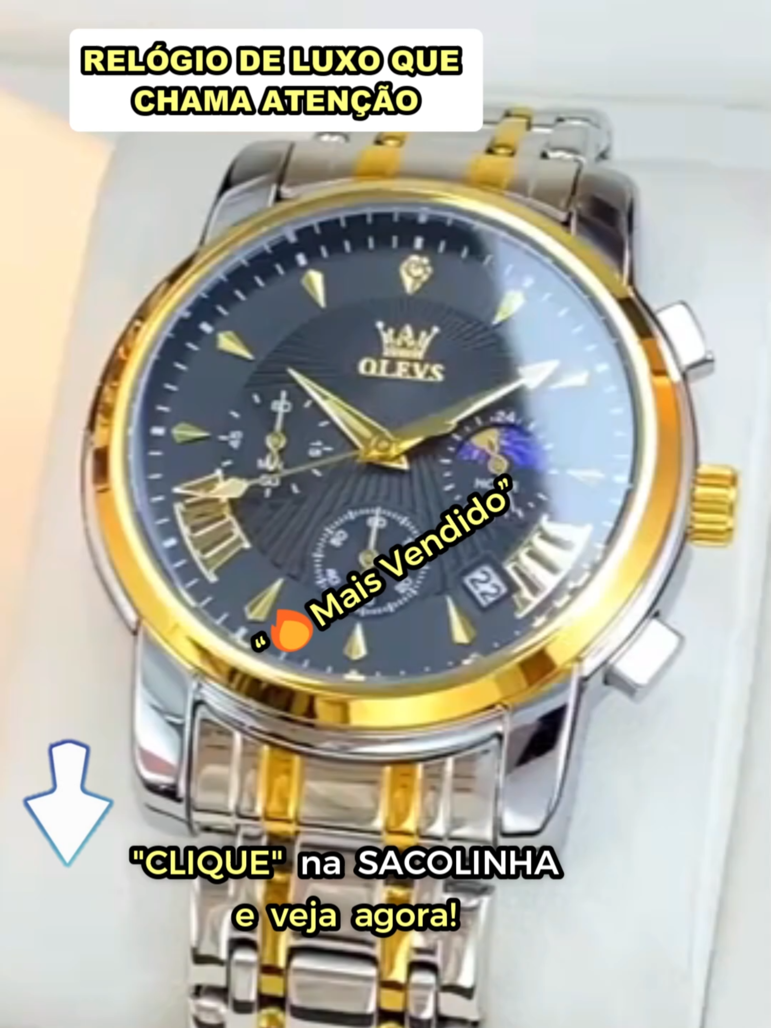 Relógio Masculino Dourado A Prova D áGua #tiktokshop #tiktokshopchegou #TikTokShopChegou