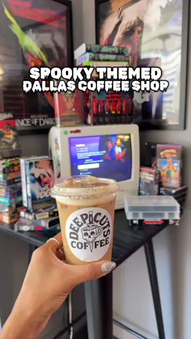✨🎃 SPOOKY-THEMED COFFEE SHOP IN DOWNTOWN DALLAS ☕️// HORROR-MOVIE THEMED DRINKS 👻✨ #DallasLoveList // Mentally, we’re already in ✨spooky season✨ If you can’t wait ‘till fall, go grab a scary drink at @Deep Cuts Coffee . 🎃☕️ This spooky-themed coffee shop is in downtown Dallas, open every weekday. The store is covered in retro, nostalgic, spooky decor from all of your fav horror movies! 👻 📍LOCATION // 1910 Pacific. Ave., Ste. 2060, 2nd floor skybridge, Dallas, Texas 75201 ⏰ HOURS // Weekdays 7:30AM-3:30PM Add it to the Love List 💕✨