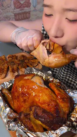 Gà nướng và mực khổng lồ nướng thật ngon! ! #mukbang #food #eating #eatingsounds #delicious     