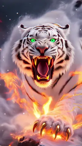 Part 29: Livewallpaper 4K White Tiger – A striking white tiger with golden claws and dual-colored eyes charges across the snow, leaving sparks of fire in its wake. #LiveWallpaper #livewallpapers #livewallpaper4k #4klivewallpaper #tiger 