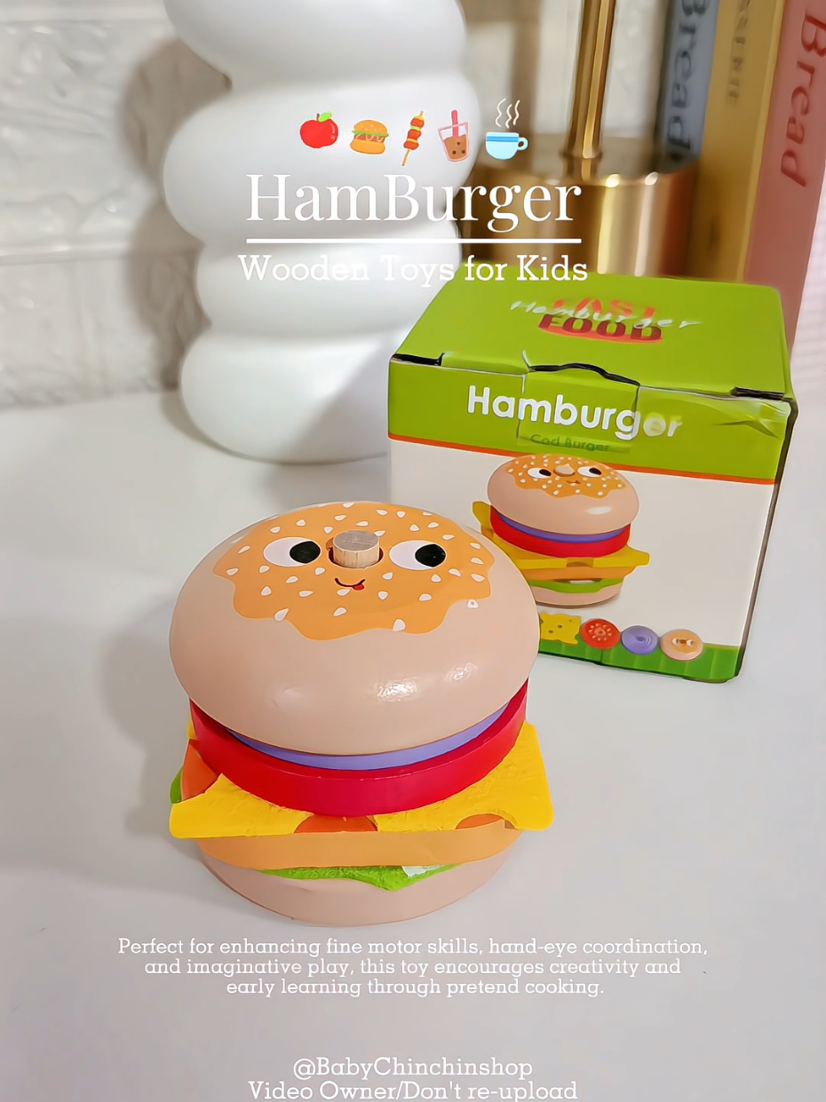 Hamburger Educational Wooden Toys for kids 🍔😍 #Burgertoy #Toys #Educationaltoys #Woodentoys #kidstoys 