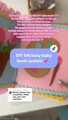 Replying to @Taylor thank you guys so loving this as much as I did!!! I’m out of town until Thursday and then will be posting patterns and tutorials for you! I have so many other DIYs I can’t wait to share with you! ❤️ #DIY #busybook #feltbook #handmadegift #diytok 