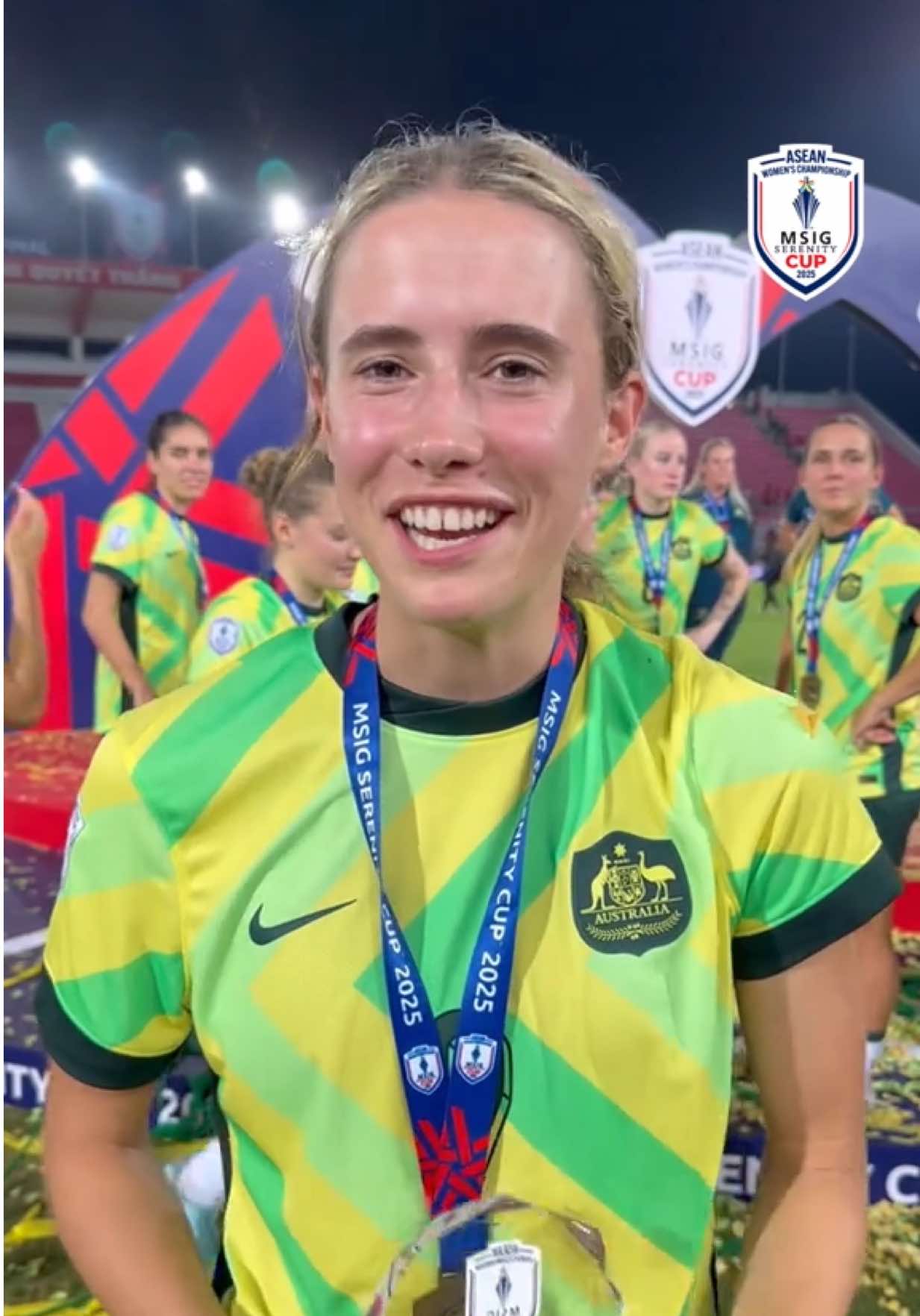 Not many people happier than Holly Furphy tonight 🥇 #MSIGSerenityCup2025 #ASEANWomensChampionship #ASEANUtdFC