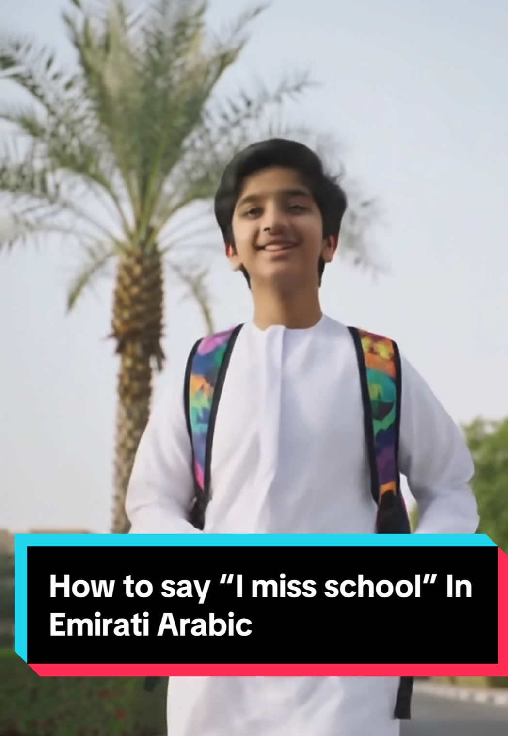 How to say “I miss school” In Emirati Arabic ##infoburst#alramsa #arabic_language #miniclass #learntok #emiratiarabi#here_is_how #LearnOnTikTok 