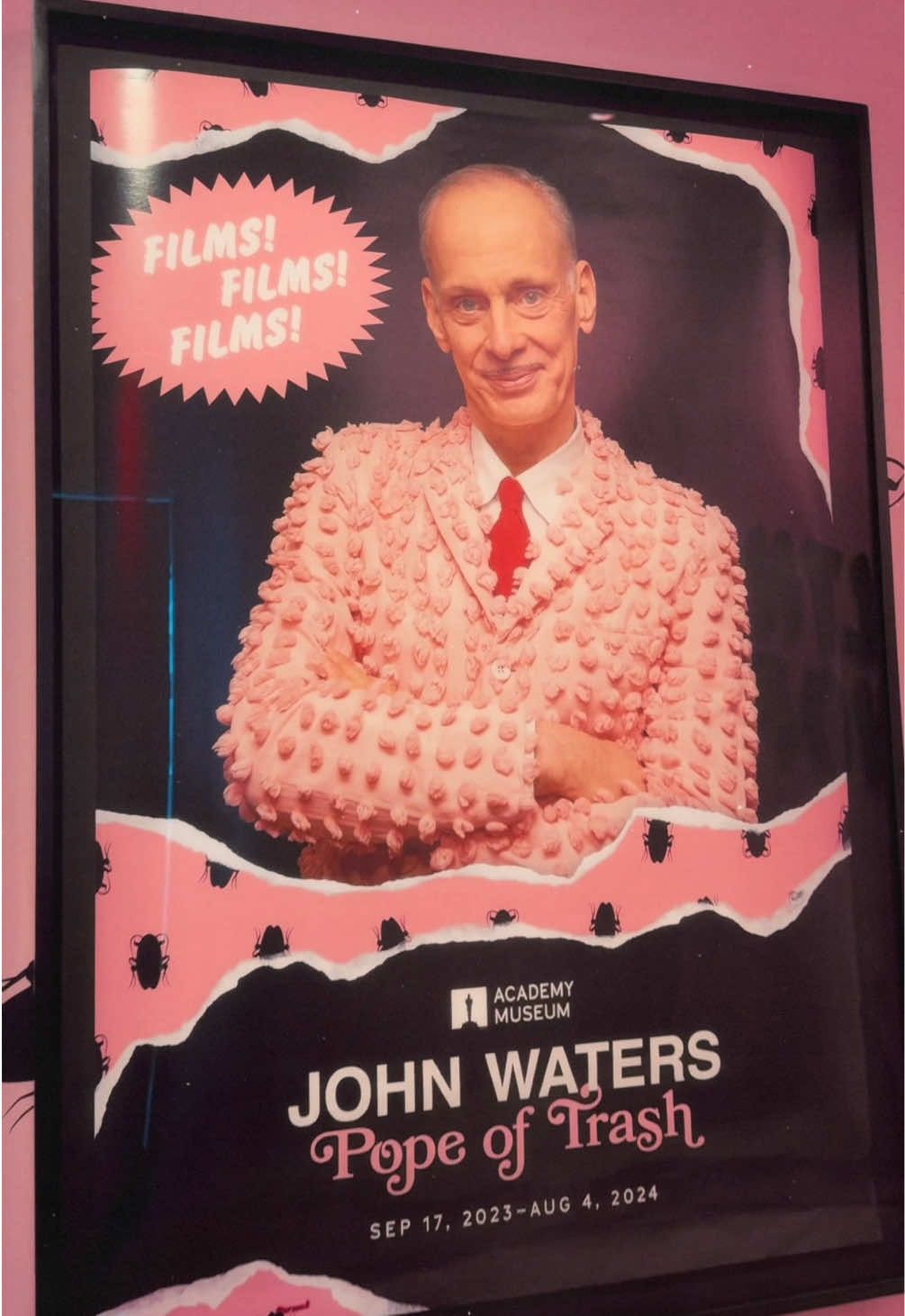 The John Waters Exhibit at the Academy Museum was my favorite thing ever.  #johnwaters #johnwatersexhibit #pinkflamingos #academymuseum #popeoftrash 