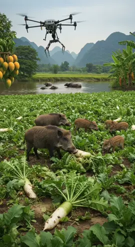 How Farmers Fight Back: Drone Nets Halt Destructive Wild Boar Herd#CreativeInspiration #RuralLife #SmartAgriculture #RuralLife