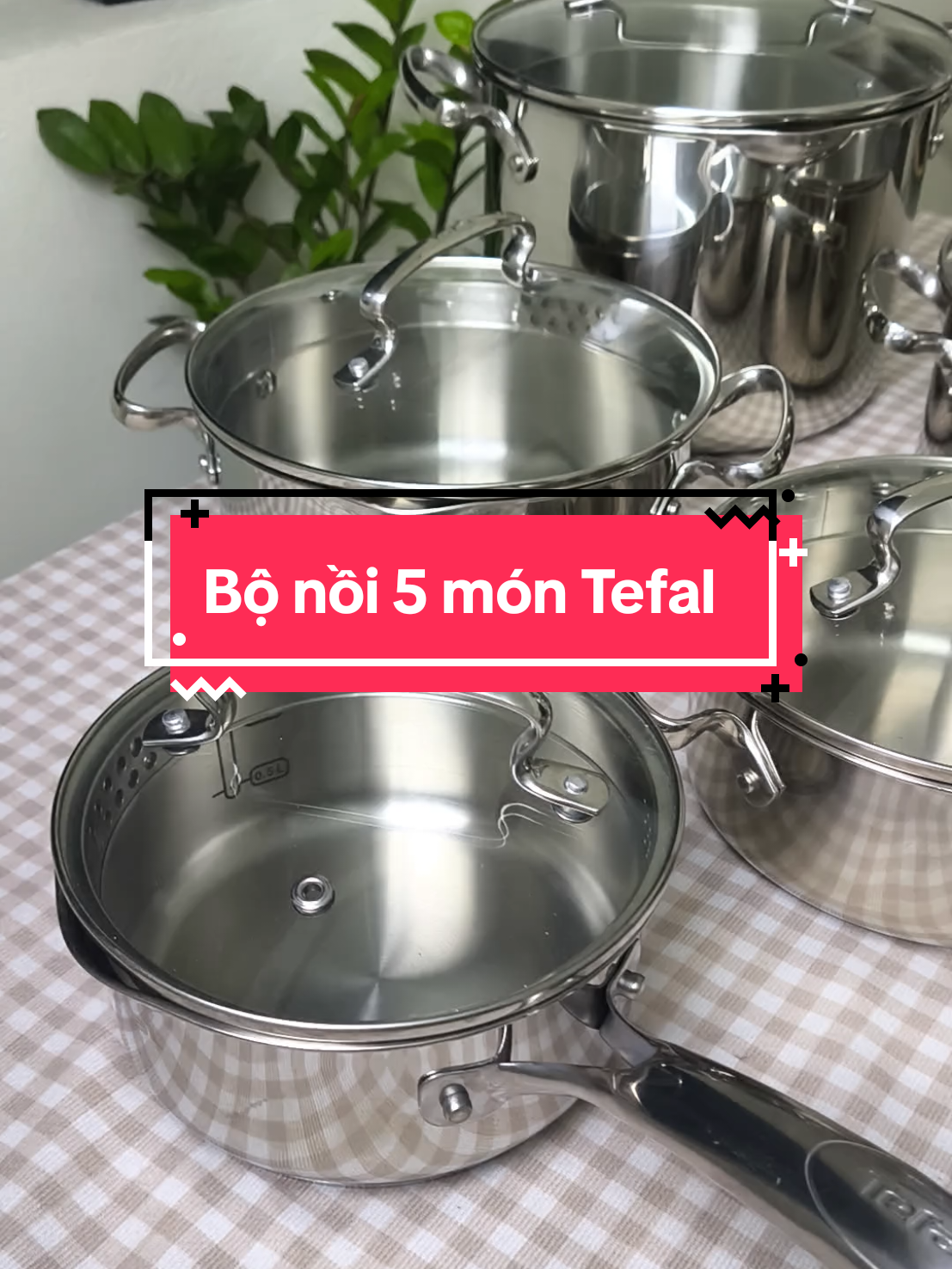 Bộ nồi 5 món cao cấp Tefal. inox 18/10 cao cấp. Đun được mọi loại bếp. Bảo hành 10 năm. #tefal #xuhuong #dobep #bonoi 