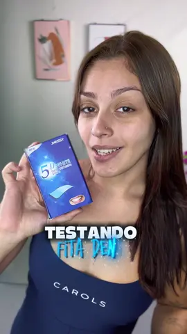 Testando fita dental, sinceramente achei muito boa e realmente dá uma diferença gigante #fitadental #dente #clareamento 