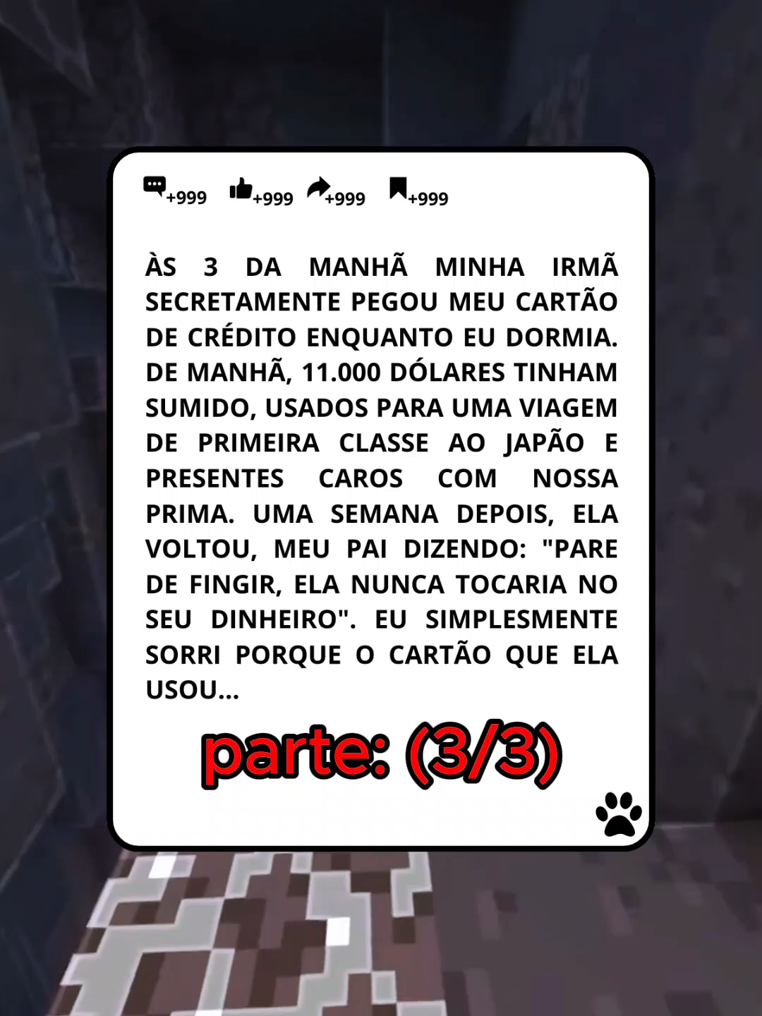 parte 3 / Às 3: 00 da manhã, minha irmã secretamente pegou meu cartão de crédito enquanto eu dormia. Pela manhã, $11.000 estavam faltando. Usado para uma viagem de primeira classe ao Japão e presentes caros com nosso primo. Uma semana depois, ela voltou. Papai dizendo: 