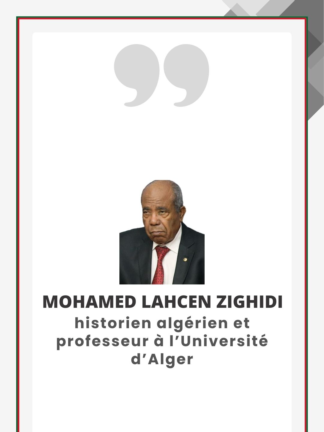 ✨ « Le Congrès de la Soummam : un peuple et un territoire unis » 🇩🇿 « Le congrès de la Soummam nous a donné un pays avec un peuple et un territoire unis. » — Mohamed Lahcen Zeghidi, historien algérien et professeur à l’Université d’Alger. 🎧 Son généré via IA. #Algérie #Histoire #Mémoire #Soummam #CongresDeLaSoummam #UnitéNationale #RévolutionAlgérienne #Culture #Inspiration #Citation #CitationDuJour #Histoire #HistoireAlgérienne