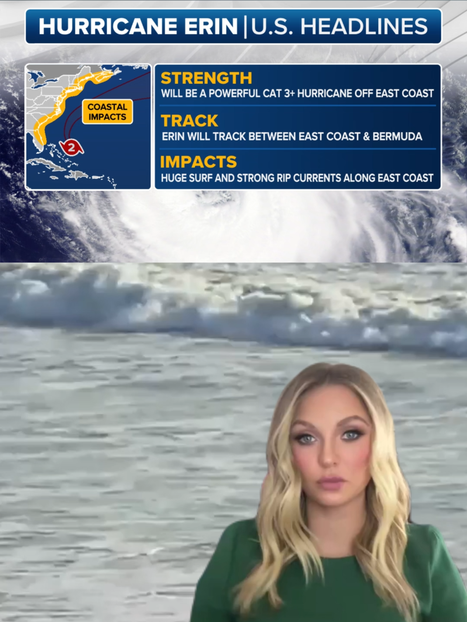 FOX Weather Meteorologist Haley Meier breaks down the latest updates for the potential impacts of Hurricane Erin to the U.S. East Coast, as well as the two areas to watch that loom behind the storm. #eastcoast #hurricane #hurricaneseason #extremeweather #flooding #FoxWeather