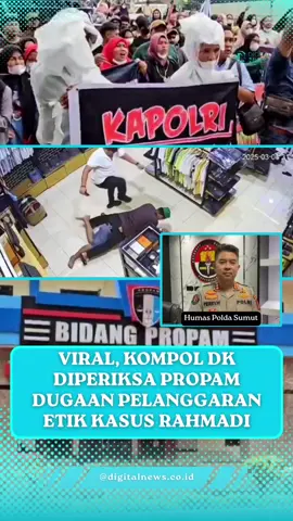 KASUS VIRAL, Kompol DK Diperiksa Propam Polda Sumut Dugaan Pelanggaran Etik Penangkapan Rahmadi.  Kanit I Subdit III, Ditresnarkoba Polda Sumut, Kompol DK diperiksa Bidpropam dalam dugaan pelanggaran kode etik. Pemeriksaan terhadap Kompol DK dilakukan menyusul laporan yang masuk ke Bidpropam. Sebelumnya, Kompol DK mangkir dari gelar perkara di Bidpropam Polda Sumut pada hari Jumat, 11 Juli 2025 lalu. Kepala Bidang Hubungan Masyarakat (Kabid Humas) Polda Sumut, Kombes Ferry Walintukan yang dikonfirmasi hanya membenarkan Kompol DK diperiksa Bidpropam. Namun, orang nomor satu di Bidhumas Polda Sumut ini belum menjelaskan lebih rinci terkait materi pemeriksaan tersebut. 