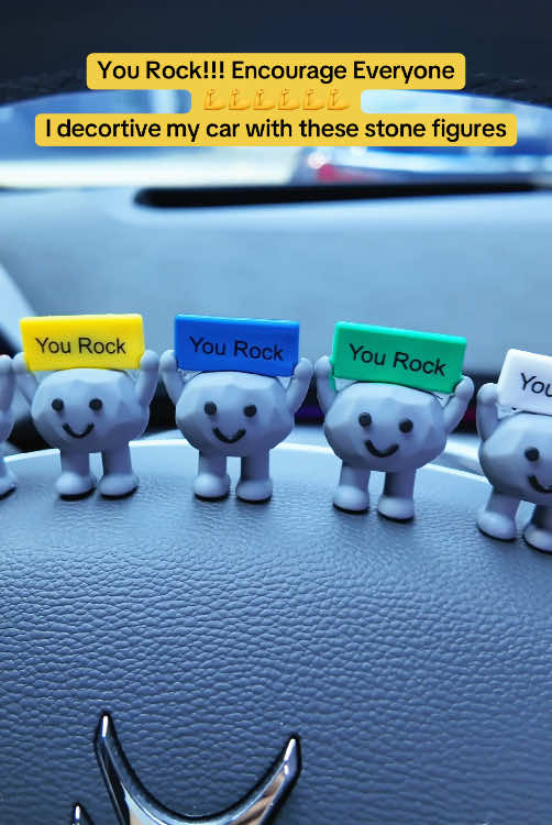 Adorable positive stone figures in my car!😆Encourage everyone who sees them!❤️🚗#yourock #encouragement #stonelover #inspirationalfigure #minifigure #cardecor #positivegifts #ministone  #stonestatus #stoneornament #decoratemycar #giftideas #tiktokshopbacktoschool