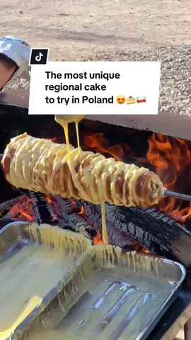 Sękacz cake in Poland 😍🍰🇵🇱 press trip - ad  When it comes to regional desserts, this cake is definitely the most unique to try in the country 😍🍰 I spotted this one being baked in Gołdap, a town in the Mazury region ☺️🍰❤️ Have any of you tried sękacz cake? 😍🍰🇵🇱 #Poland #polishfood #travelfood #tiktokpoland #sękacz 