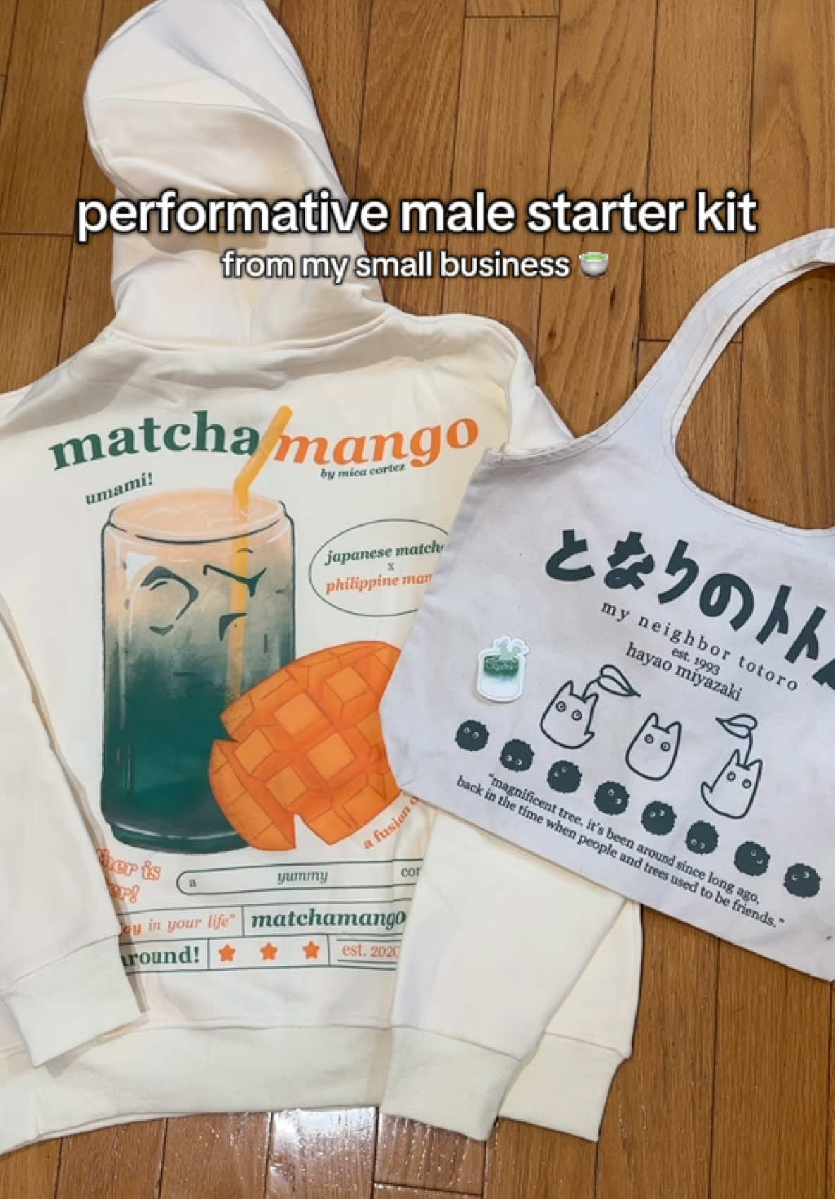 MATCHAMANGO HOODIES RESTOCKED! 🌟 who knew my designs would lead up to this trend 💀 shop the link in my bio!! 😛 #performative #matcha #ghibli