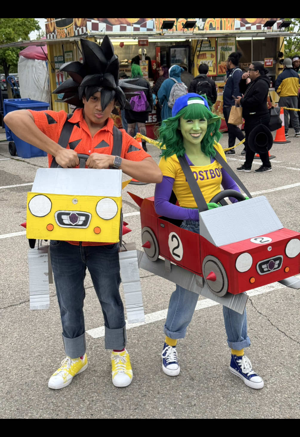 They probably didn’t pass their driving test tho #dragonball #dbz #goku #piccolo #cosplay #animetiktok #viral #fyp @Rey・レイ 