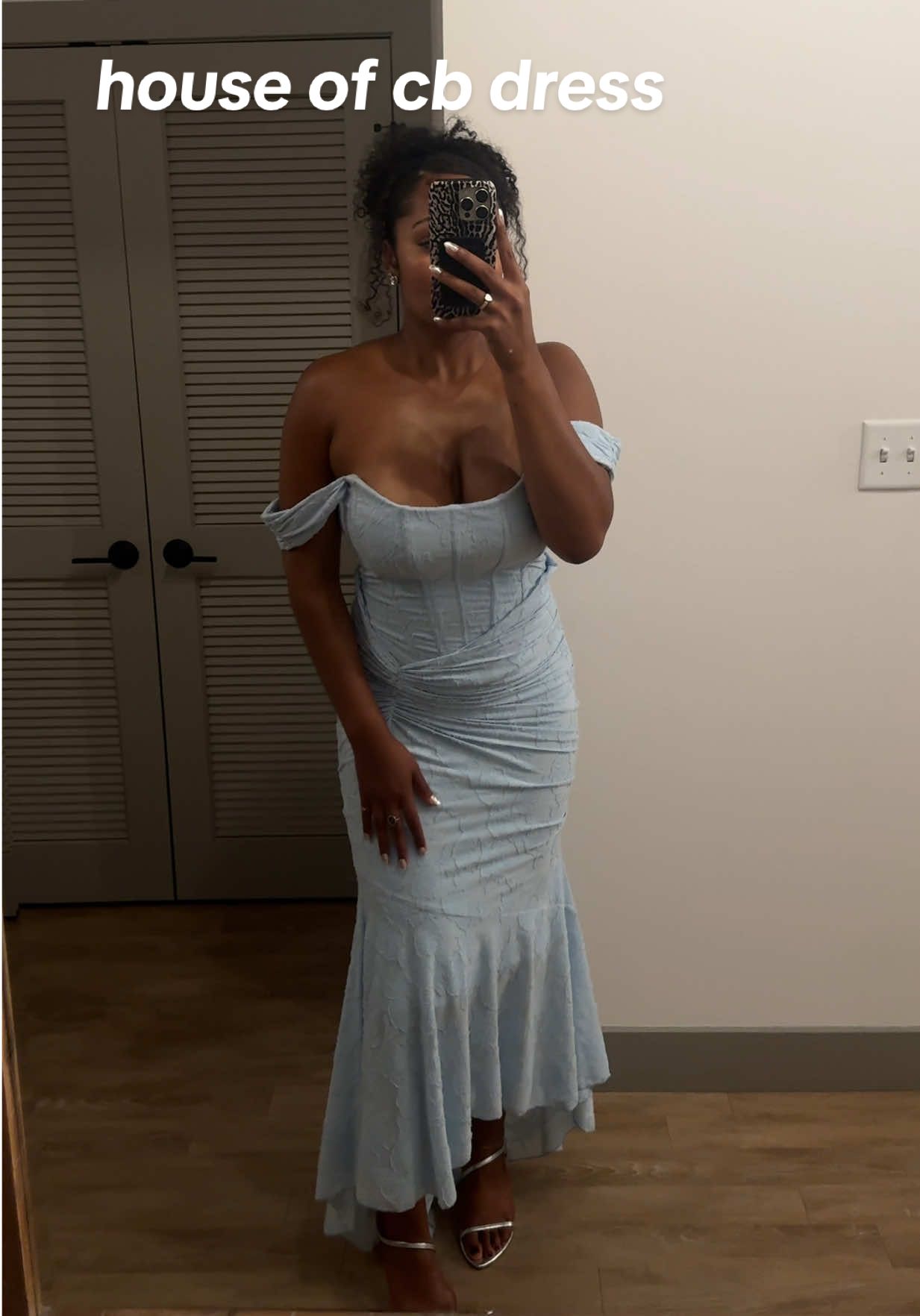 this @houseofcb dress >>>  It was perfect for the princess theme event I went to! #houseofcb #eventdress #corsetdress  Cesca Floral Ruched High-Low Corset Dress in skyride blue ✨ 
