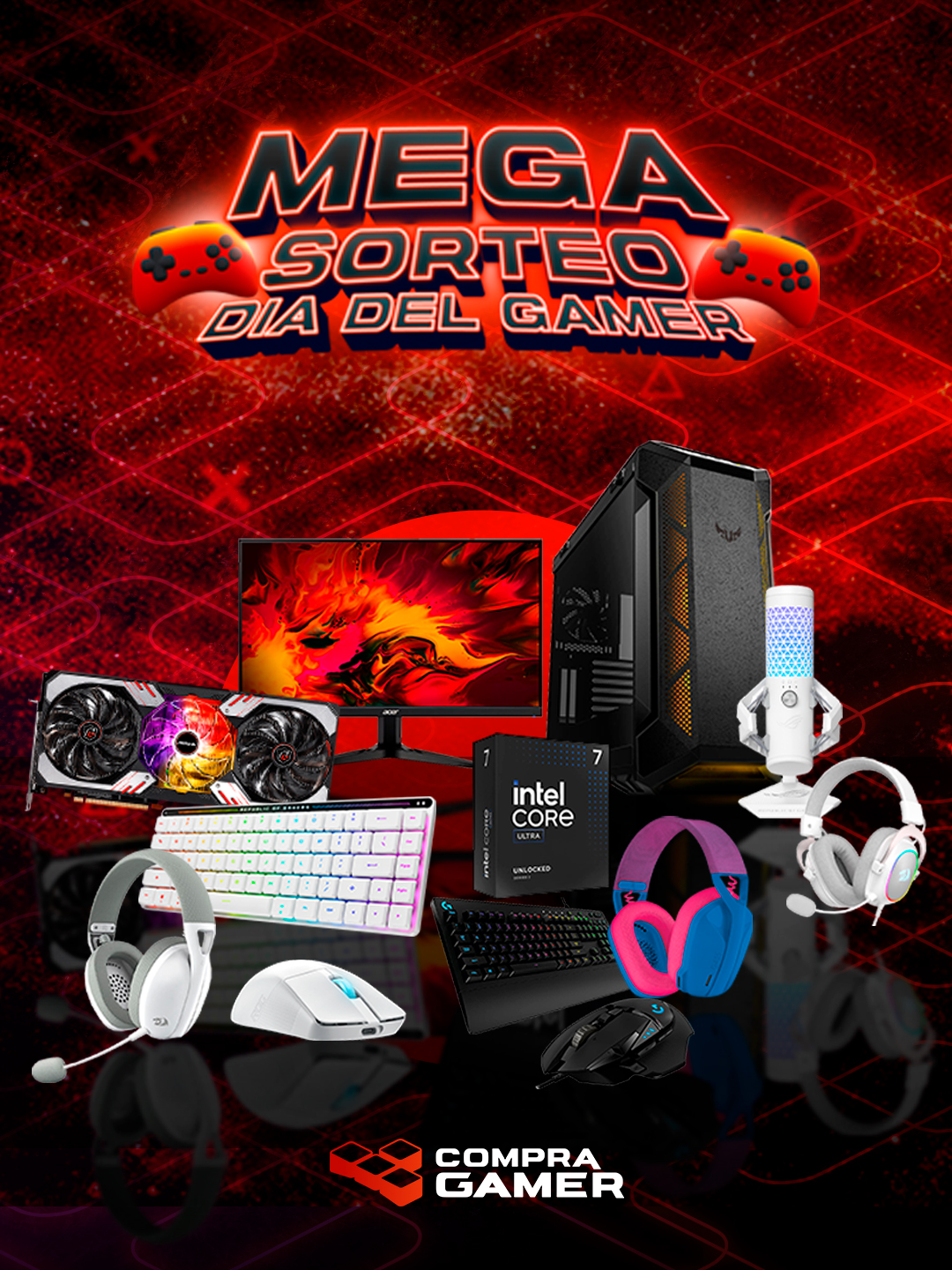 🕹️MEGA SORTEO DÍA DEL GAMER: TU OPORTUNIDAD PARA LLEVAR A TU PC A OTRO NIVEL! ¿Querés mejorar tu setup? Este sorteo es para vos!!! Podés ganarte placas de video, monitores, procesadores y muchas cosas. 📍 Participá en compragamer.com/SORTEODIADELGAMER 👉 Seguí TODOS los pasos y GANÁ! ⚠️ No te olvides de ingresar con un email válido para contactarnos con la persona ganadora. ¡Seguí a todas las cuentas para sumar más chances de ganar💪 No dejes que tu compu te limite. Es tu herramienta para crear, jugar, producir y destacar. 📢 Compartilo con tus amigos: todos tienen la chance de ganar!