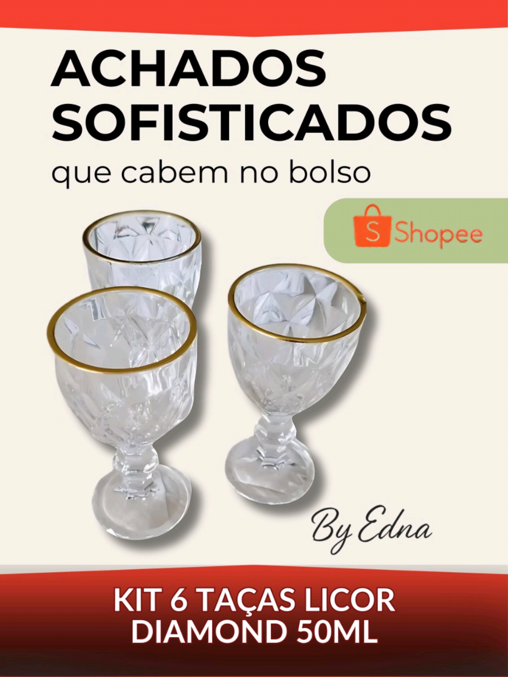 💙  Comenta ACHADOS aqui que eu te mando o link❤️ ✨ Esse Kit com 6 Taças de Licor Diamond é puro charme para sua mesa posta. Com 50ml de capacidade, são perfeitas para brindar momentos especiais com amigos e família. O detalhe do fio dourado traz elegância e sofisticação para o seu bar ou jantar. 👉 Capacidade: 50ml cada 👉 Kit com 6 taças 👉 Acabamento em fio dourado 👉 Altura: 10cm | Diâmetro: 5cm 👉 Ideal para mesa posta ou presentear ✨ Mais achados sofisticados como este? Me siga para não perder 💎   #achados #achadosshopee #shopeebrasil #luxoacessivel #achadosbaratos 