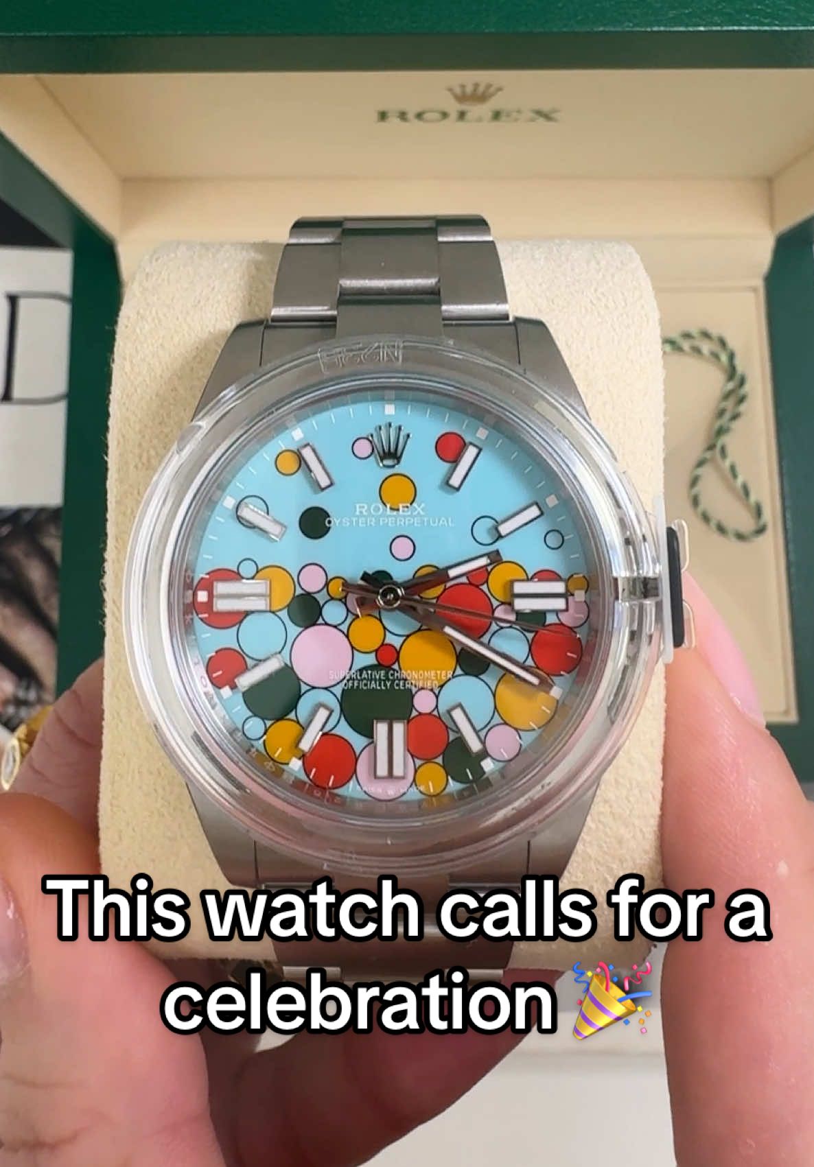 For Sale 🚨 Rolex Celebration Watch 🎉 Includes original box and papers #watchlovers #rolex #partyonyou #watchtok #asmrsounds