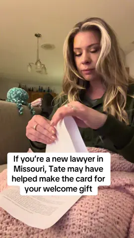 The Young Lawyers’ Section of the Missouri Bar helps send out welcome gifts to newly admitted attorneys in Missouri every year. If you get a card from me, know that Tate helped pack it 😆 #law #legal #lawyer #legaltiktok #lawyersoftiktok 