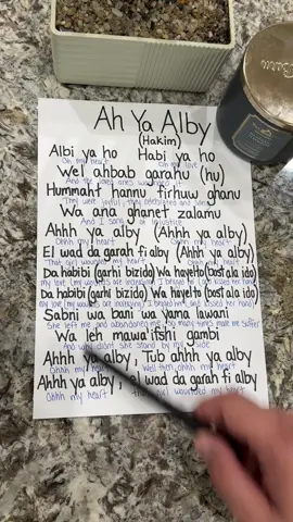 🎵 Ah Ya Alby by Hakim 🇪🇬  English transliteration and translation #arabicsong #arabic #ArabTikTok #habibi #lyrics 