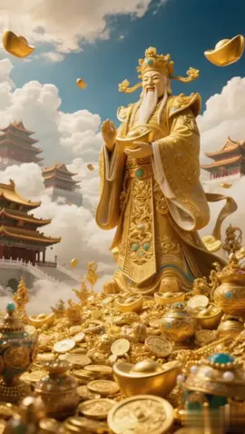 The God of Wealth wields his sleeves and scatters gold, bringing continuous prosperity to your days. #道教 #blessed #道教信仰 #财神爷 #wealth #财神 #道教文化 #coin #money #taoism #财富 #golden #god 