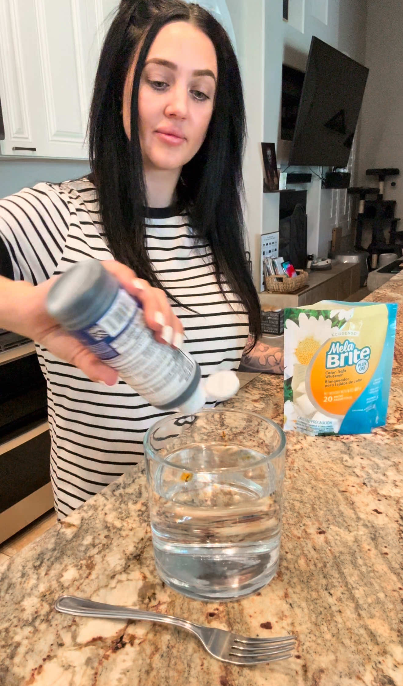I was seriously shook the first time I saw this—so you know I had to share it with you. 👀 Honestly, the hardest part was opening the pod on camera…but totally worth it, because what you’re seeing is non-toxic laundry science completely taking down a stubborn stain.  That’s Melabrite from the wellness store. No bleach. No harsh fumes. Just powerful enzymes doing the work—without ruining your clothes (or your skin). I made the switch for a reason: clean should never come with a warning label. 🙌🏼