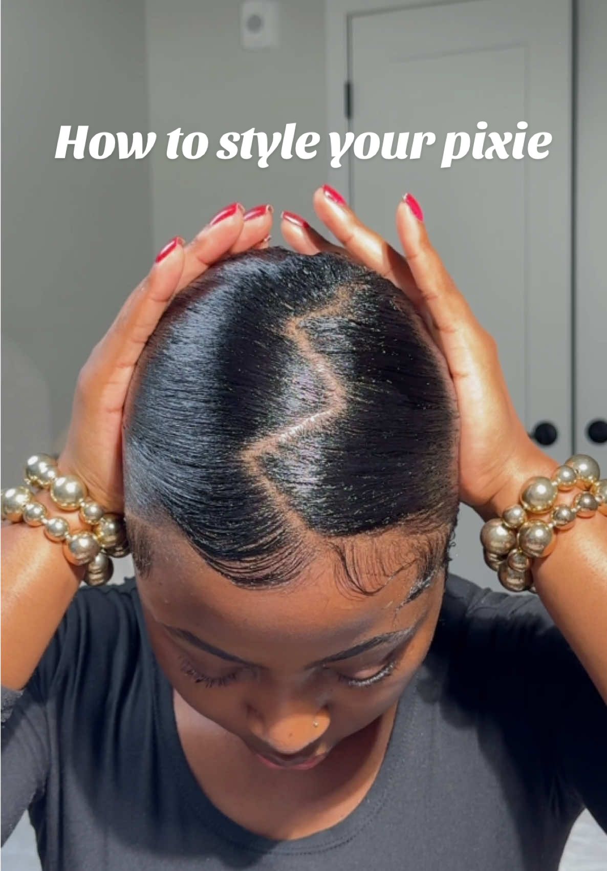 Part of a happy pixie journey is accepting that you won't have perfect curls every single day #pixie #pixiecut #pixicutblackwomen #shorthairstyles #relaxedhair 